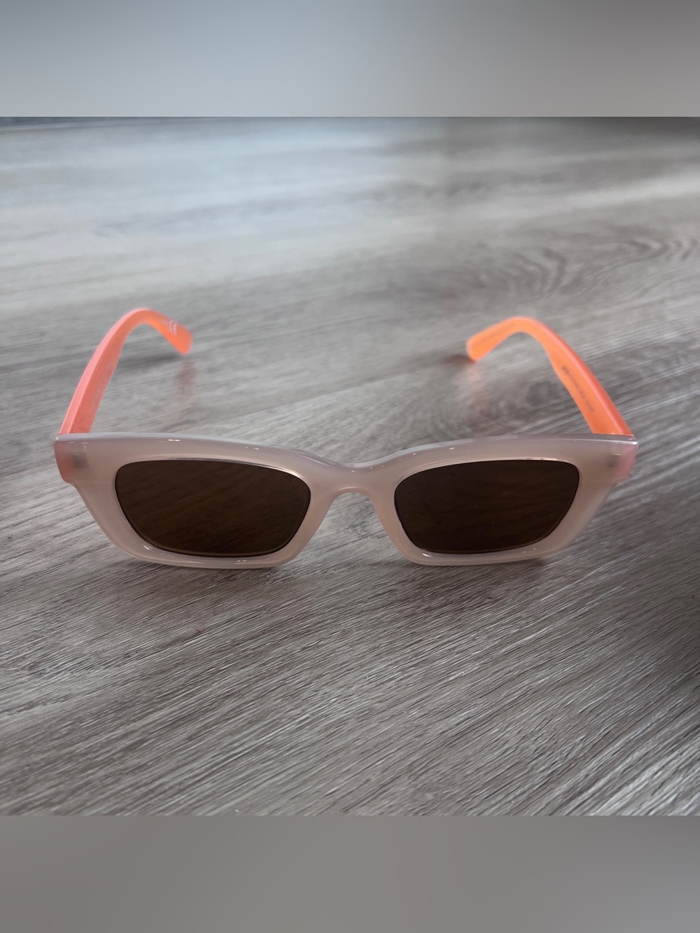 Aerie Weekend Retro Sunglasses Translucent Orange Nude Frame NWOT